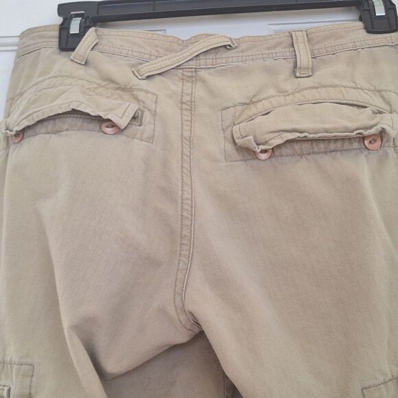 Joie Ripstop Cropped Cargo Pants VTG Y2K MADE IN USA Khaki Button Fly size 27 - Picture 9 of 16